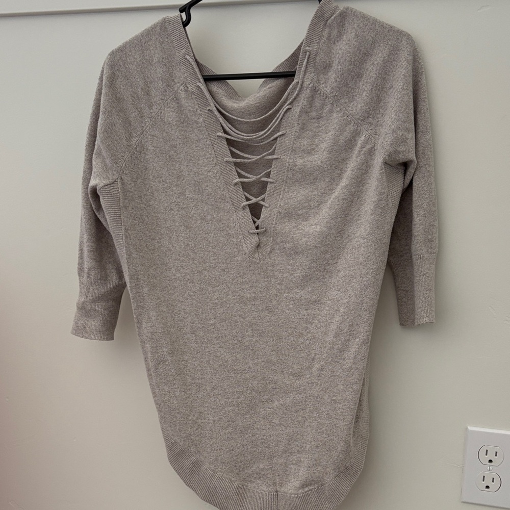 Express Gray Lace-Up sweater